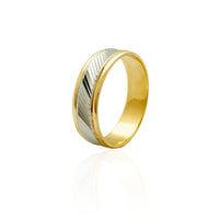 Diagonal Line Diamond-Cut Wedding Band Ring (14K)