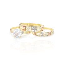 Tri-Color Greek Key Pattern Three Piece-Set Ring (10K)