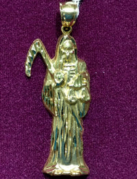 Santa Muerte 14K Yellow Gold - Lucky Diamond 恆福珠寶金行 New York City 169 Canal Street 10013 Jewelry store Playboi Charlie Chinatown @luckydiamondny 2124311180