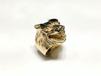 Antique-Finish Wolf Head Ring
