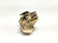 Antique-Finish Wolf Head Ring