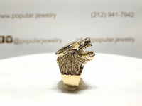 Antique-Finish Wolf Head Ring