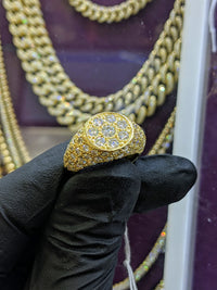 Iced Out Diamond Signet Ring (14K)