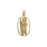Diamond Cuts Outlined Oval Saint Jude Medallion Pendant (14K) Popular Jewelry New York