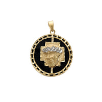 Black Onyx Jesus Head Cross Medallion Pendant (14K)