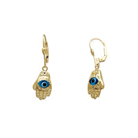Hamsa Hand Drop Earrings (14K)