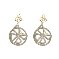 Zirconia Halo Butterfly Dangling-Stud Earrings (14K)