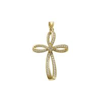 Zirconia Ribbon Cross Pendant (14K)