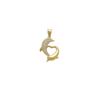 Zirconia Dolphin Heart Silhouette Pendant (14K)