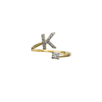 Zirconia Initial Letter "K" Coiled Ring (14K)