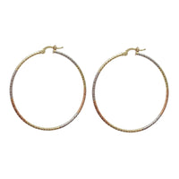 Tricolor Popcorn Hoop Earrings (14K)