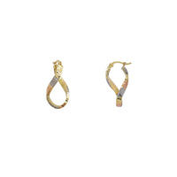 Tricolor Twist Infinity Shape Hoop Earrings (14K)