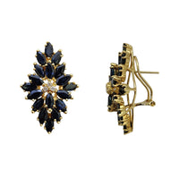 Cocktail Diamond & Sapphire Omega-Back Earrings (14K)