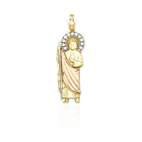 Tri-Color Saint Jude CZ Pendant (14K)
