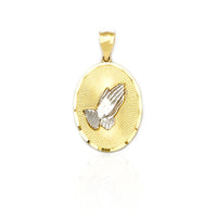 Two-Tone Double-Sided Virgin Mary & Praying Hands Pendant (14K)