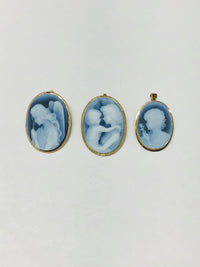 Azure Agate Cameo Brooch/Pendant (14K)