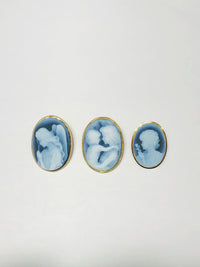 Azure Agate Cameo Brooch/Pendant (14K)
