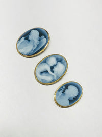 Azure Agate Cameo Brooch/Pendant (14K)