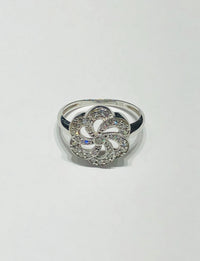 Six Pendal Flower Icon CZ Ring (14K)