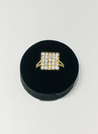 Square CZ Cluster Ring (14K) face - Popular Jewelry - New York