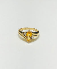 Marquise Citrine and Diamond Ring (14K)
