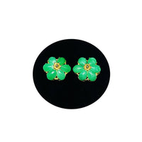 Flower Jade Stud Earrings (14K)