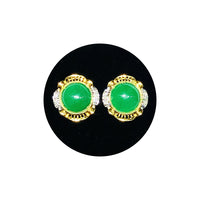 Cabochon Jade Earring (14K)