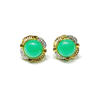 Cabochon Jade Earring (14K)