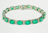 Oval Emerald and Diamond Bracelet (14K).