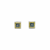 Tri-Color Diamond Square Earring (10K)