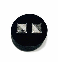 Two-Color Diamond Square Earring (10K)