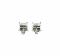 Two-Color Diamond Square Earring (10K)