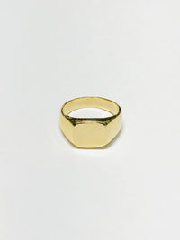 Square Solid Shiny Signet Ring (14K)