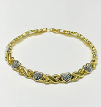X and Heart Two-Tone Bracelet (14K)
