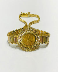 Dos Pesos Coin Tri-Color Bracelet (14K).