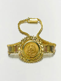 Tri-Color Coin Bracelet (14K).