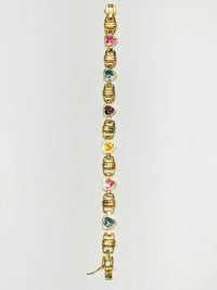 Colorful CZ Heart Bracelet (14K).