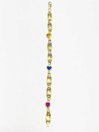 Three CZ Heart Bracelet (14K).