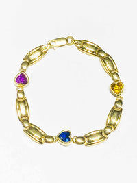 Three CZ Heart Bracelet (14K).