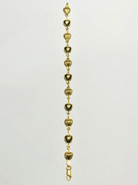 Plain & Carved Heart Bracelet (14K).