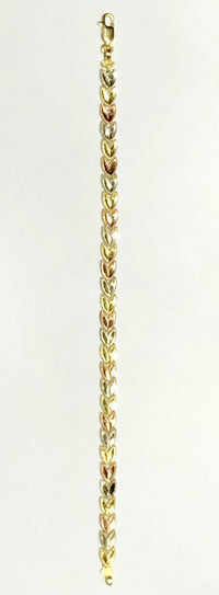 Tri-Color Full Leaf Bracelet (14K).