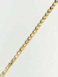 Tri-Color Full Leaf Bracelet (14K).