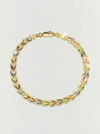 Tri-Color Full Leaf Bracelet (14K).