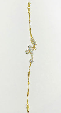 Flower & Leaf CZ Bracelet (14K).