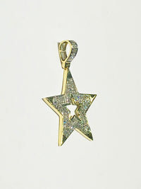 Hollow Diamond Star Pendant (14K)