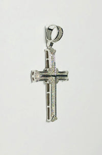 Diamond White Gold Cross Pendant (14K)