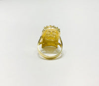 Yellow Gold Jesus Head CZ Ring (10K)