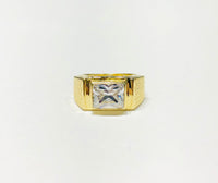 Checkered-Cut Rectangle CZ Ring (10K)