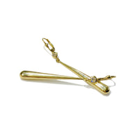 Bat Dangling CZ Earrings (14K)