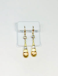 Tri-Color Line Dangling Earring (14K)